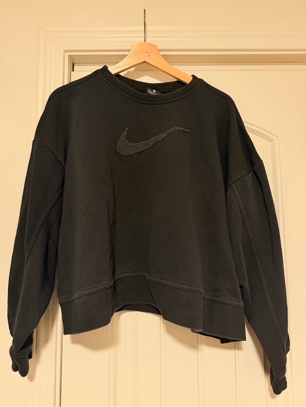 Nike Black Women's Crewneck Pullover with Embroidered Swoosh